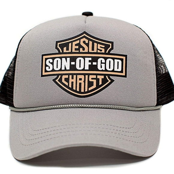 Other - Jesus Christ Son Of God Christian OSFM Harley Truckers Hat Cap Gray/Black Religi
